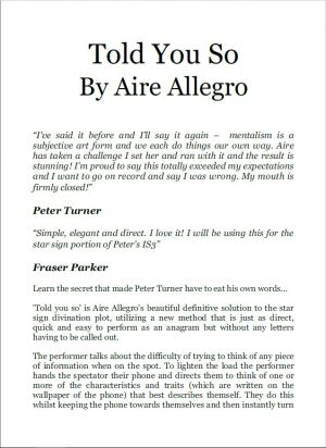 Aire Allegro – Told you so