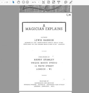 Lewis Ganson – A Magician Explains