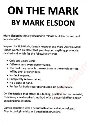Mark Elsdon – On the mark (Book only, no video, no gimmick included)
