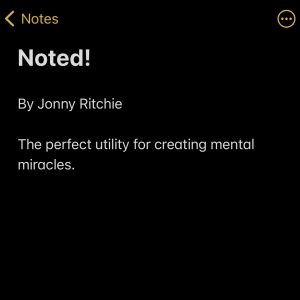 Jonny Ritchie – Noted!